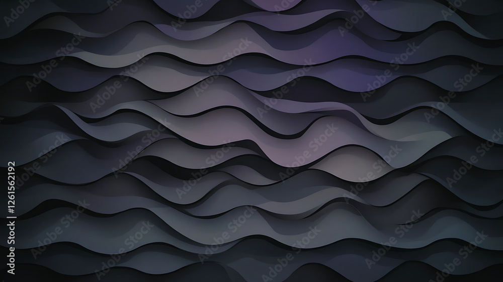 Poster abstract waves pattern with dark tones in artistic arrangement of layered forms and smooth curves