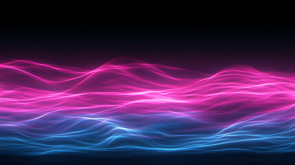 Obraz premium Abstract Waves of Pink and Blue Energy Flowing Against a Dark Background Design Illustration