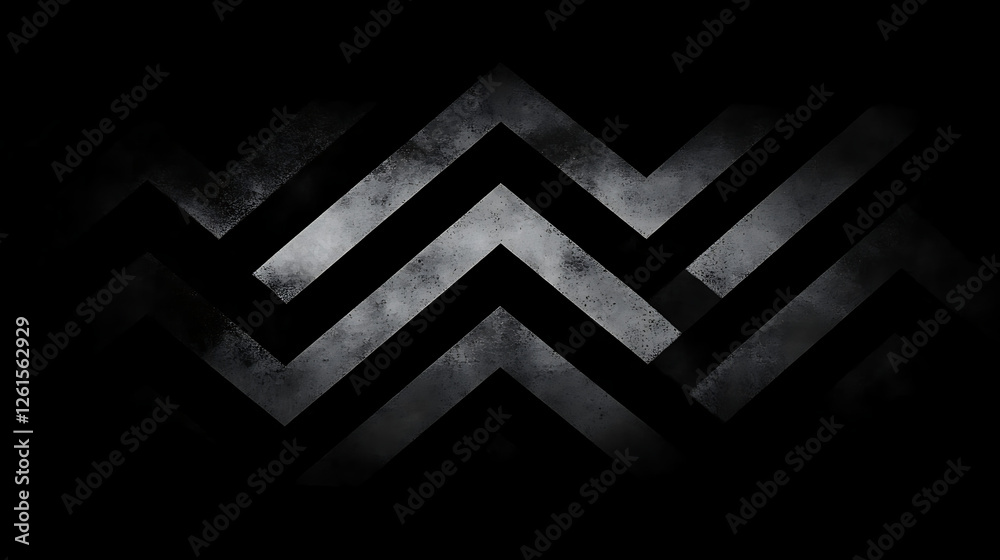 Poster abstract zigzag pattern in dark grey tones with textured grunge overlay background design graphic el