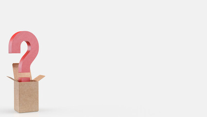 Question mark in box on white Background 3d Rendering.