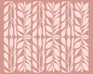 Fototapeta premium Neutral plant linear leaf vintage patternillustration vector layout fabric textile print art editable