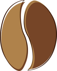 Stylized Coffee Bean with Line Accent