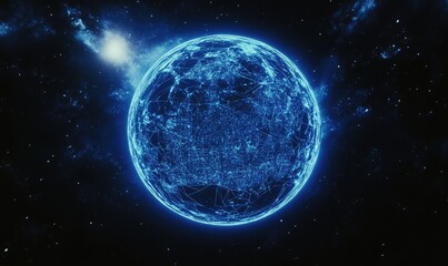 Fototapeta premium Global Network Earth in Cosmic Space