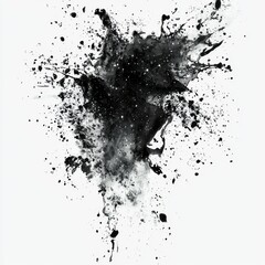 Abstract Black Ink Splash Artwork Isolated on White Background for Creative Projects and Designs