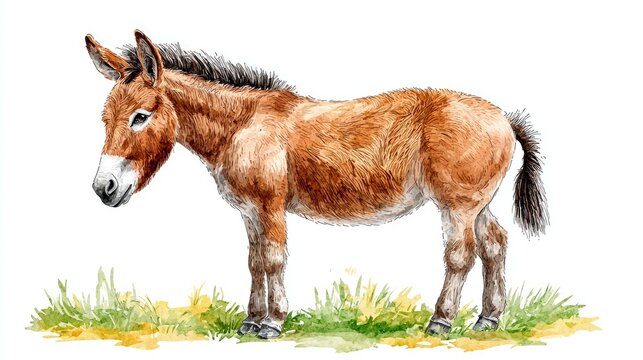 Kiang: Majestic Tibetan Wild Ass in Watercolor Art