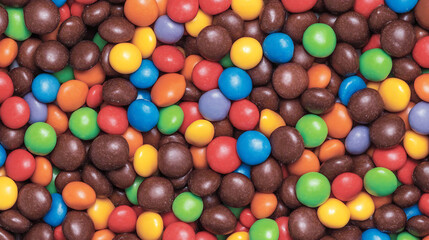 Assorted Chocolate Candy Pieces in a Colorful Array of Tempting Flavors and Shapes Background