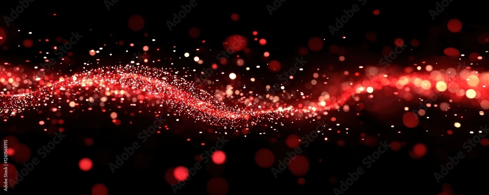 Wall mural red bokeh of lights sparkling against a black background, creating a festive and cheerful visual eff
