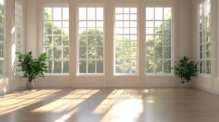 Obraz premium bright office with large windows and natural light 