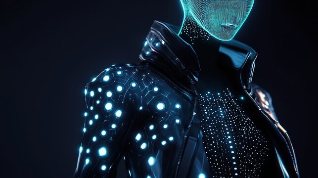 AI driven fashion design software creating futuristic apparel with unique generative patterns 