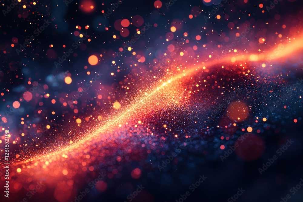 Wall mural red glow particles dance across the background, creating a dreamy, soft bokeh effect for an abstract
