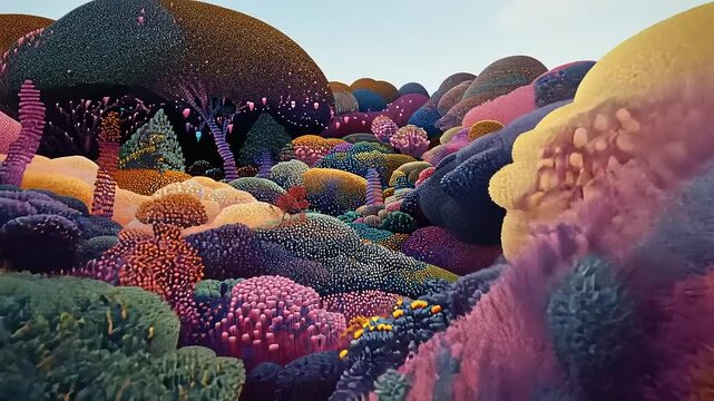Enchanted Colorful Hills: A Dreamlike Digital Landscape