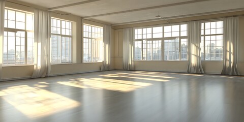 Obraz premium open office space with neutral tones and bright windows