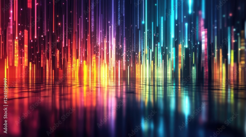 Aufkleber A mesmerizing display of soft, colorful lighting in a dark room, casting gentle reflections to create a calming, ethereal glow in the environment