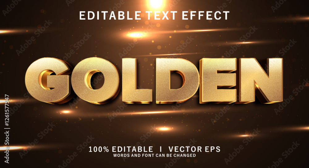 Fototapete gold 3d vector text effect with modern style design
