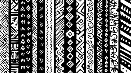 Bold Tribal Pattern Extravaganza Seamless Black and White Designs Decorative Elements Unique Artistic Forms