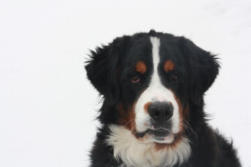 Headshot of a Bernese mountain dog
