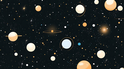 Cartoon Universe Illustration Featuring Planets Stars and Cosmic Dust for Educational Content