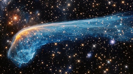 Obraz premium A stunning cosmic scene of space-time curvature around a massive celestial object, with bright, glowing stars scattered across the dark expanse of space