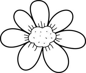 flower cartoon, leaves clipart, outline doodle hand drawn style, clipart ,png illustration
