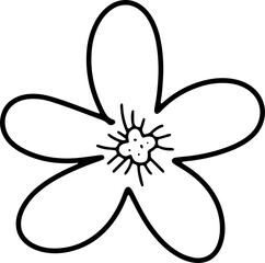 flower cartoon, leaves clipart, outline doodle hand drawn style, clipart ,png illustration