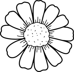 flower cartoon, leaves clipart, outline doodle hand drawn style, clipart ,png illustration