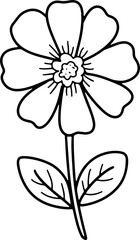 flower cartoon, leaves clipart, outline doodle hand drawn style, clipart ,png illustration