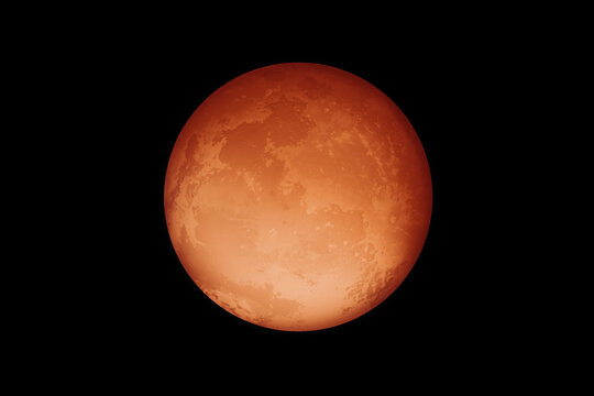 Realistic illustration of Total Lunar Eclipse, super blood moon.