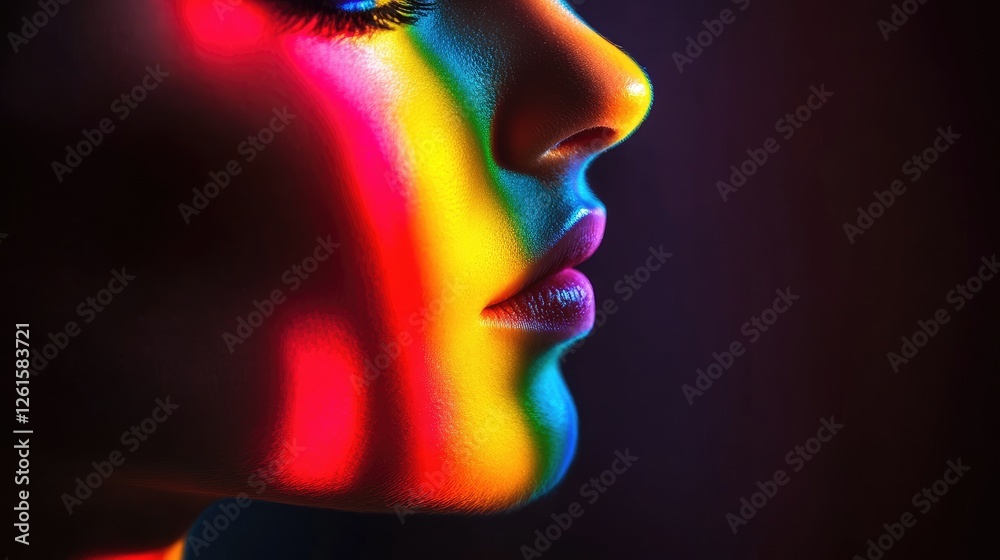 Aufkleber A vibrant light spectrum with beams of color cutting through a dark backdrop, creating a dynamic and bold visual experience