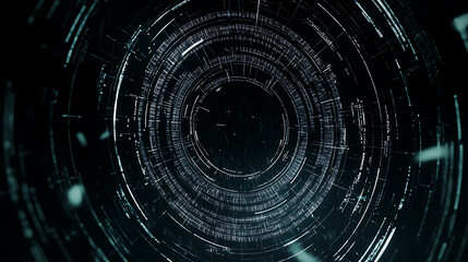 Fototapeta premium Circular Digital Tunnel of Data Information Visualization Futuristic Tech Theme Design