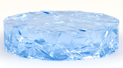 Obraz premium Circular Frozen Ice Block with Abstract Crystalline Texture Design Coldness and Winter Theme