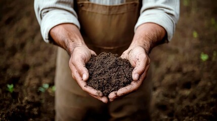 Nurturing the Earth: A Farmer's Hands Hold Rich Soil