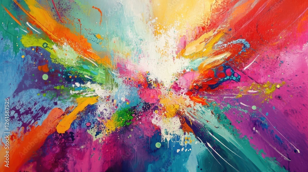 Leinwandbilder Bright and energetic colors explode in an abstract, pop music-inspired scene, with rhythmic patterns and movement creating a dynamic visual impact