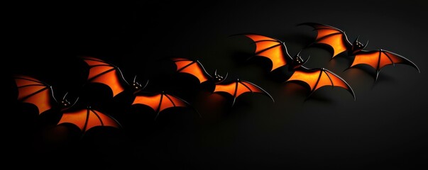 Fototapeta premium Halloween Bats Flying Together in the Dark Night Sky
