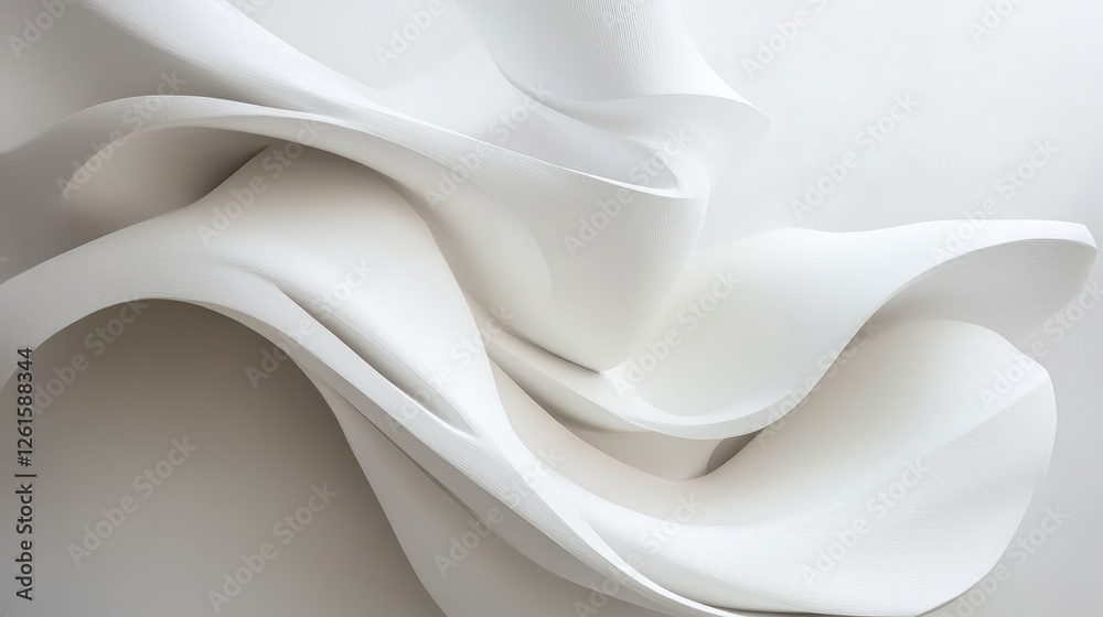 Poster Clean white backdrop with elegant, curved lines intertwining softly, offering a sophisticated and minimalist abstract look
