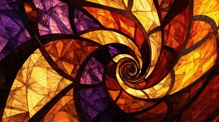 Abstract spiral design with vibrant colors creating a dynamic visual effect in a modern setting