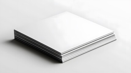 Stack of white square paper sheets against a white background