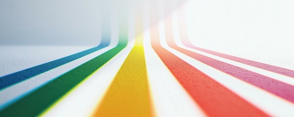 Rainbow Lines Emerging on White Canvas Surface Art