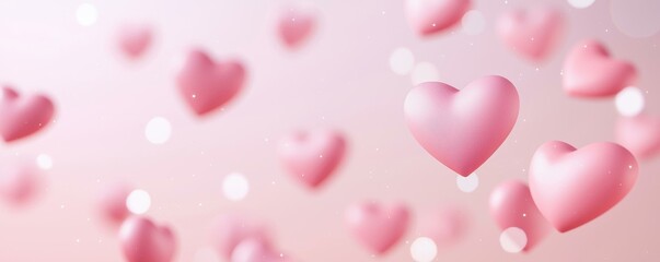 Obraz premium Tender Hearts Floating Bokeh Lights Gentle Pink Hues