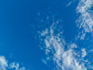 Partly Cloudy Blue Sky with Fluffy Clouds and a Clear Horizon View