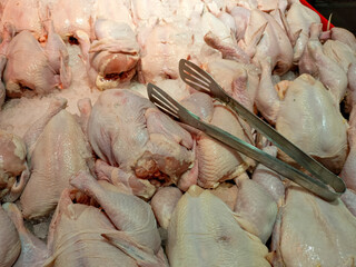 Raw Chicken Displayed In Market Store Area