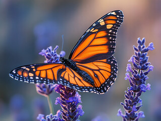 Fototapeta premium butterfly on purple flower
