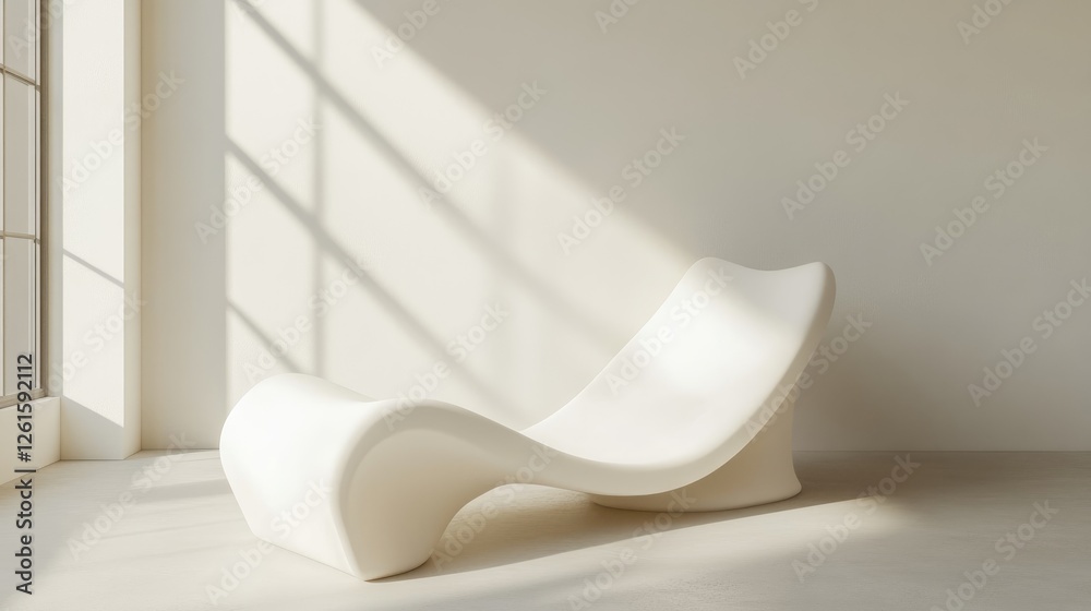 Aufkleber pure white background with smooth, elegant curved lines that evoke simplicity and modernity, creatin