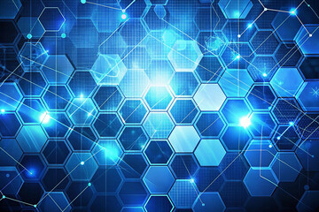 Blue digital network hexagon pattern background