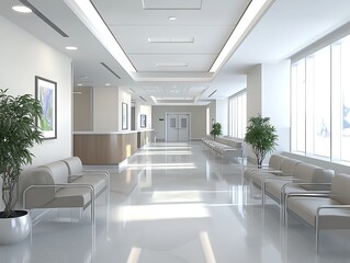 Fototapeta premium bright hospital waiting area with contemporary seating