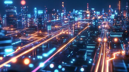 AI driven smart energy grid managing a futuristic citys renewable power distribution 