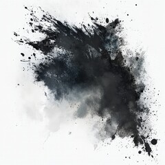 Obraz premium Abstract Black and Gray Ink Splash on White Background for Artistic Expression and Creative Designs