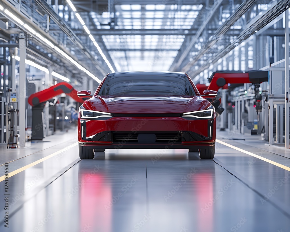 Poster Automobile production line image featuring tech...