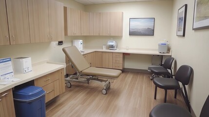 Fototapeta premium A modern medical clinic with a clean and organized examination room.