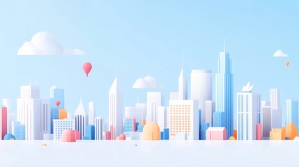 Fototapeta premium Urban skyline view city landscape digital art bright environment aerial perspective modern aesthetics