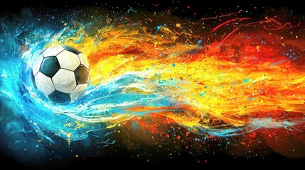 Fototapeta premium Fiery Soccer Ball: Abstract Sports Artwork